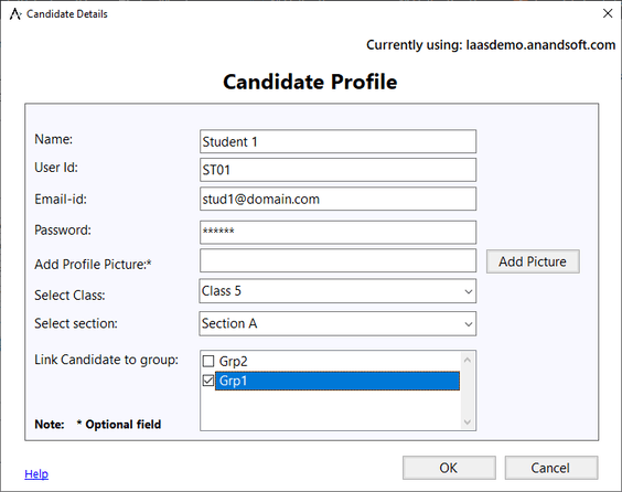 Add/Edit Candidates screen 2