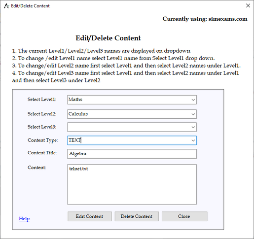 Exam engine help images
