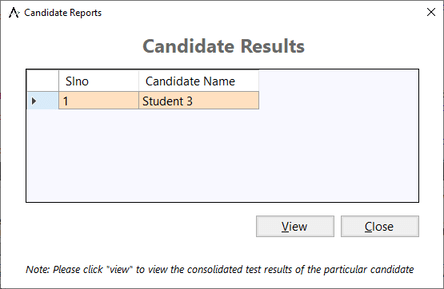 View Previous Results screen 2